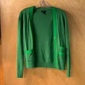 J Crew green ribbon cardigan